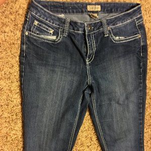 Mid wash bedazzled cropped jeans